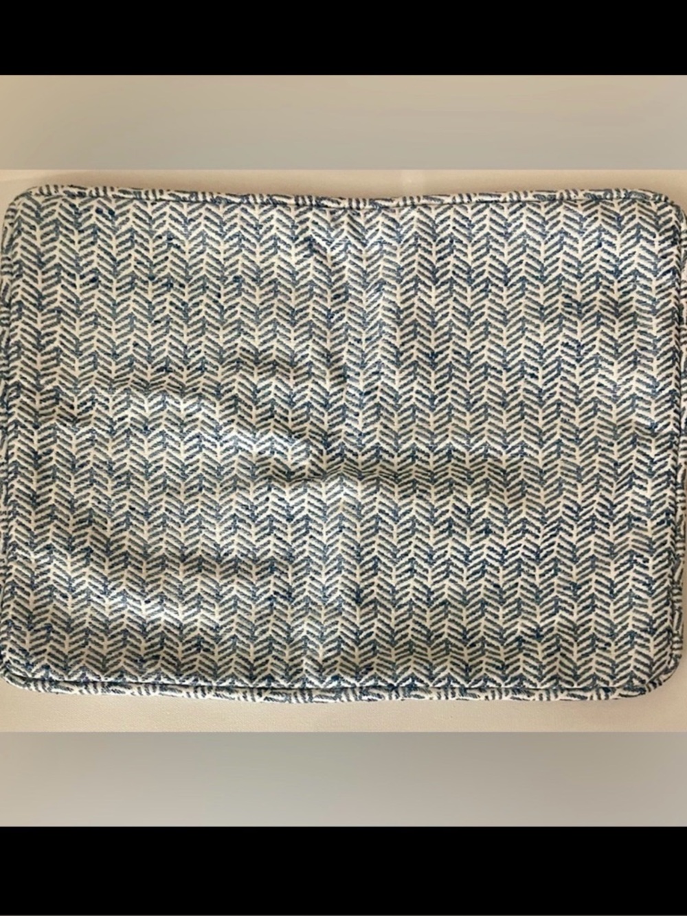 Pillow Cover Chevron Blue White Custom Made Approx. 16” x 12” Decorator Fabric